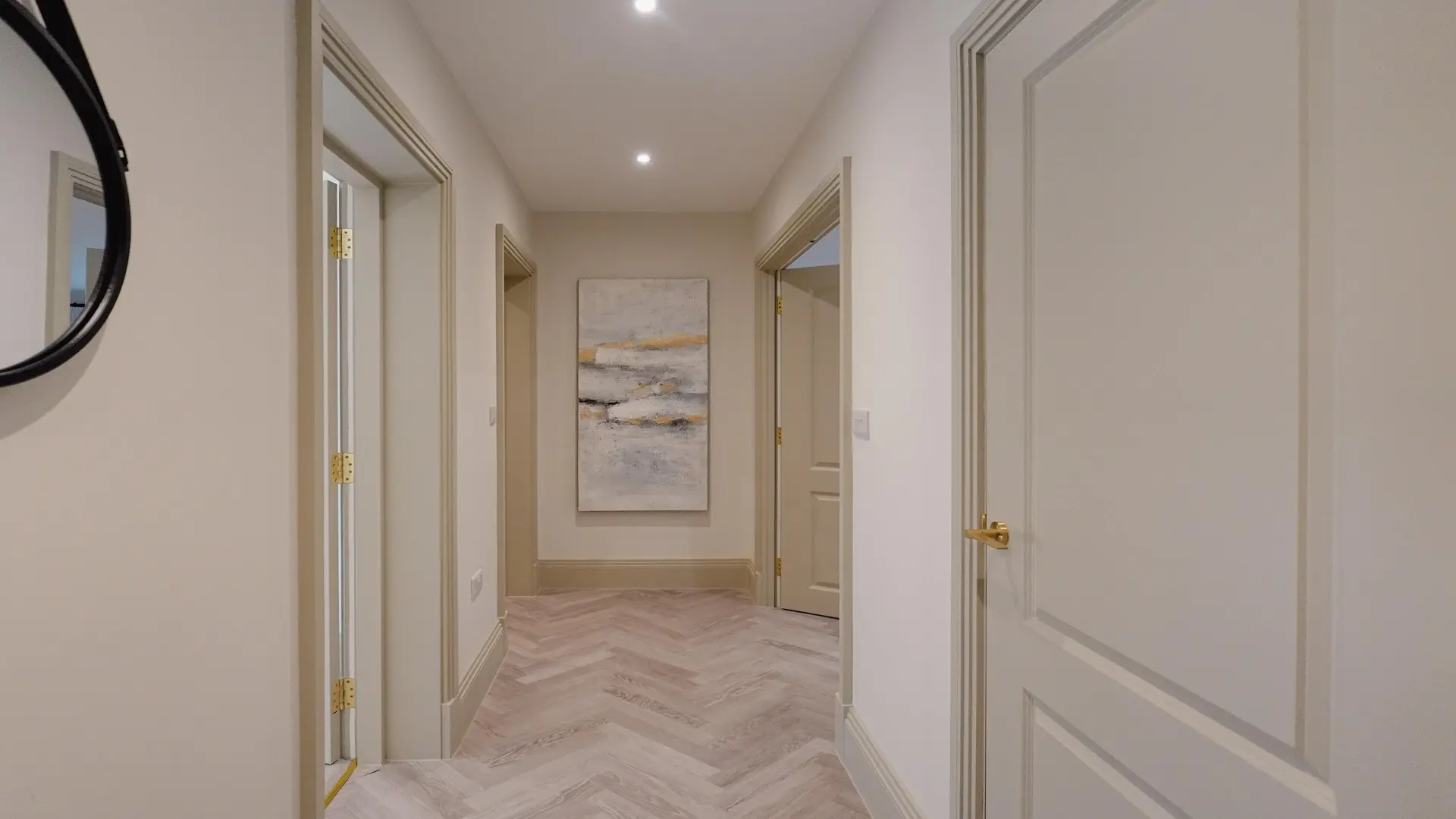 Stylish hallway at Bordeaux, Chewton Farm Road, showcasing elegant design and modern finishes