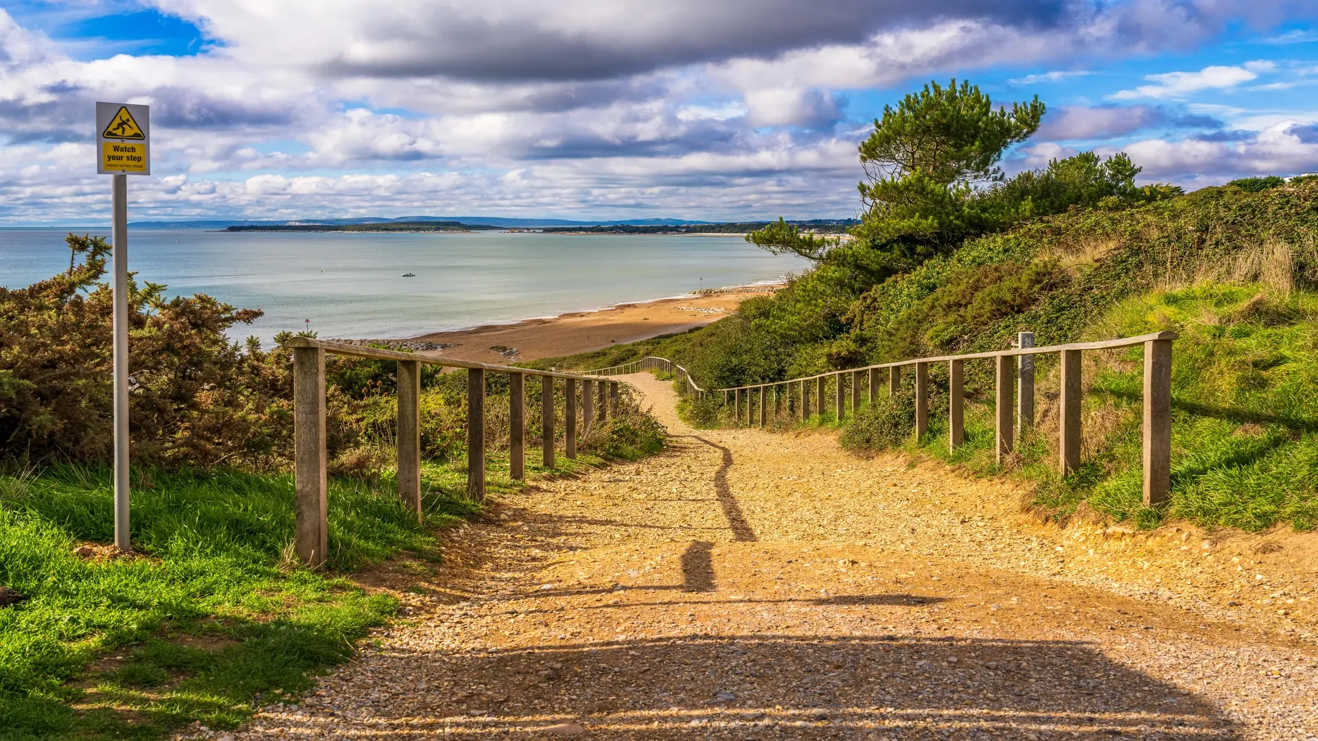 Scenic footpath leading to Highcliffe Beach in Dorset