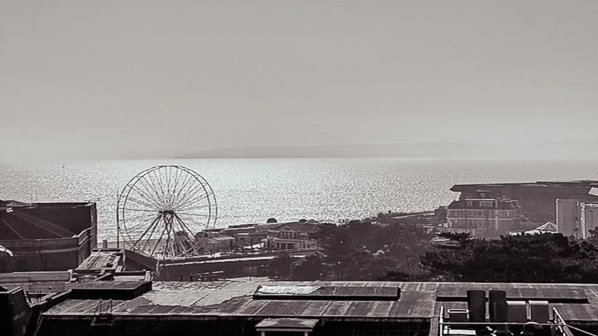 View from Rothesay House construction site towards the sea, featuring the Bournemouth Big Wheel.