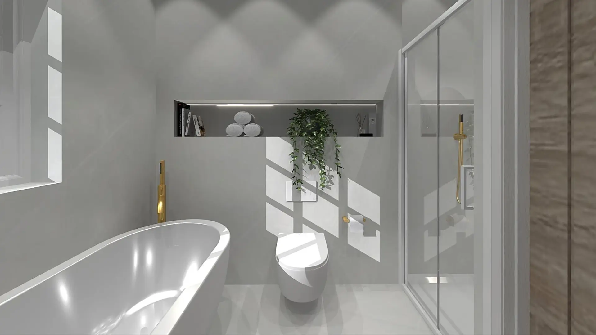 Alternate CGI view of family bathroom at Mottisfont in Test Valley Hampshire
